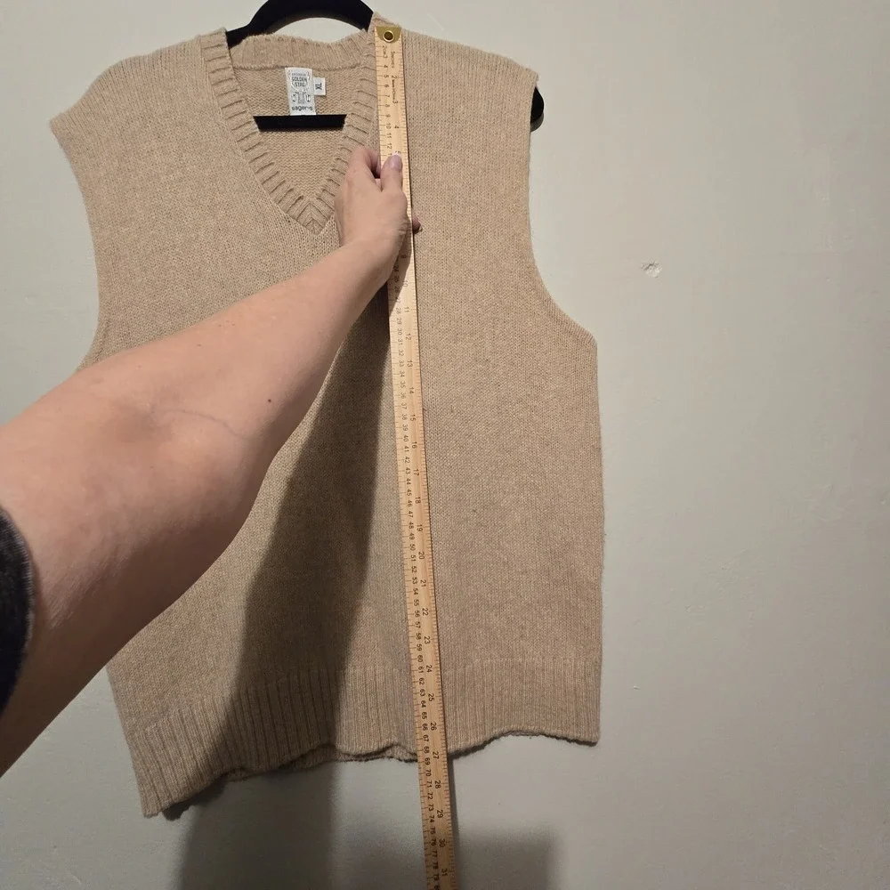 Vtg 70's 80's Sweater Vest Mens XL Beige Wool Academia Preppy Goblincore USA